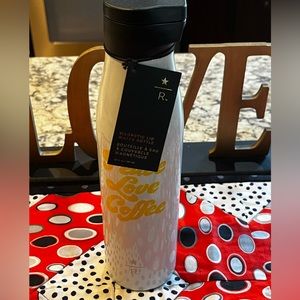 NEW Starbucks 2019 Peace Love Coffee Stainless Steel 20oz White Water Bottle